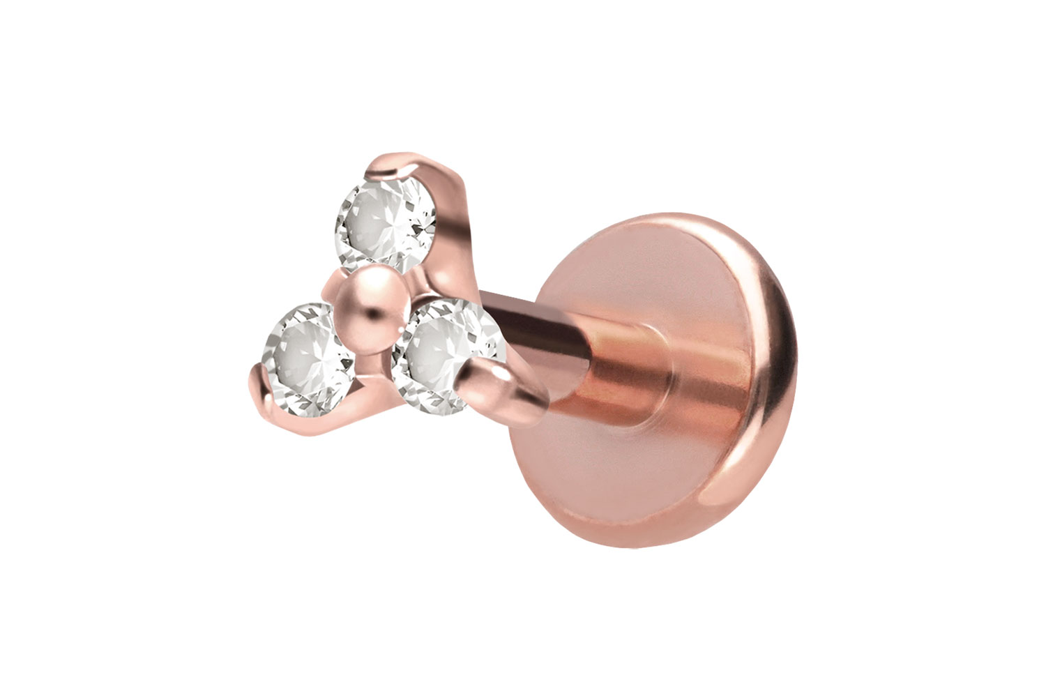 Titan Labret Piercing mit Push Fit KRISTALLBLUME